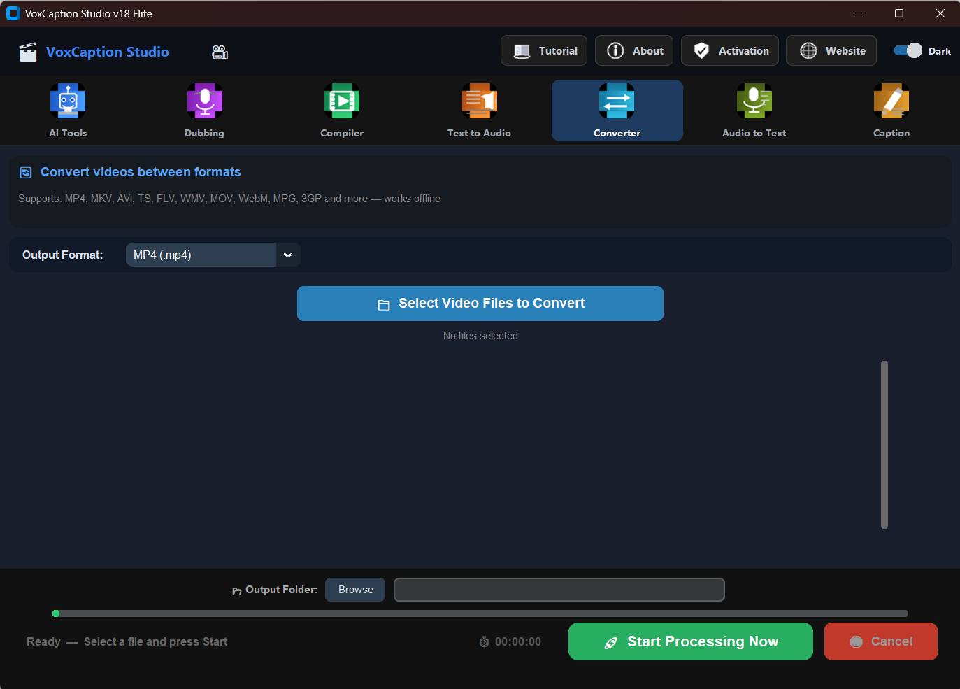 VoxCaption Studio Converter Tab