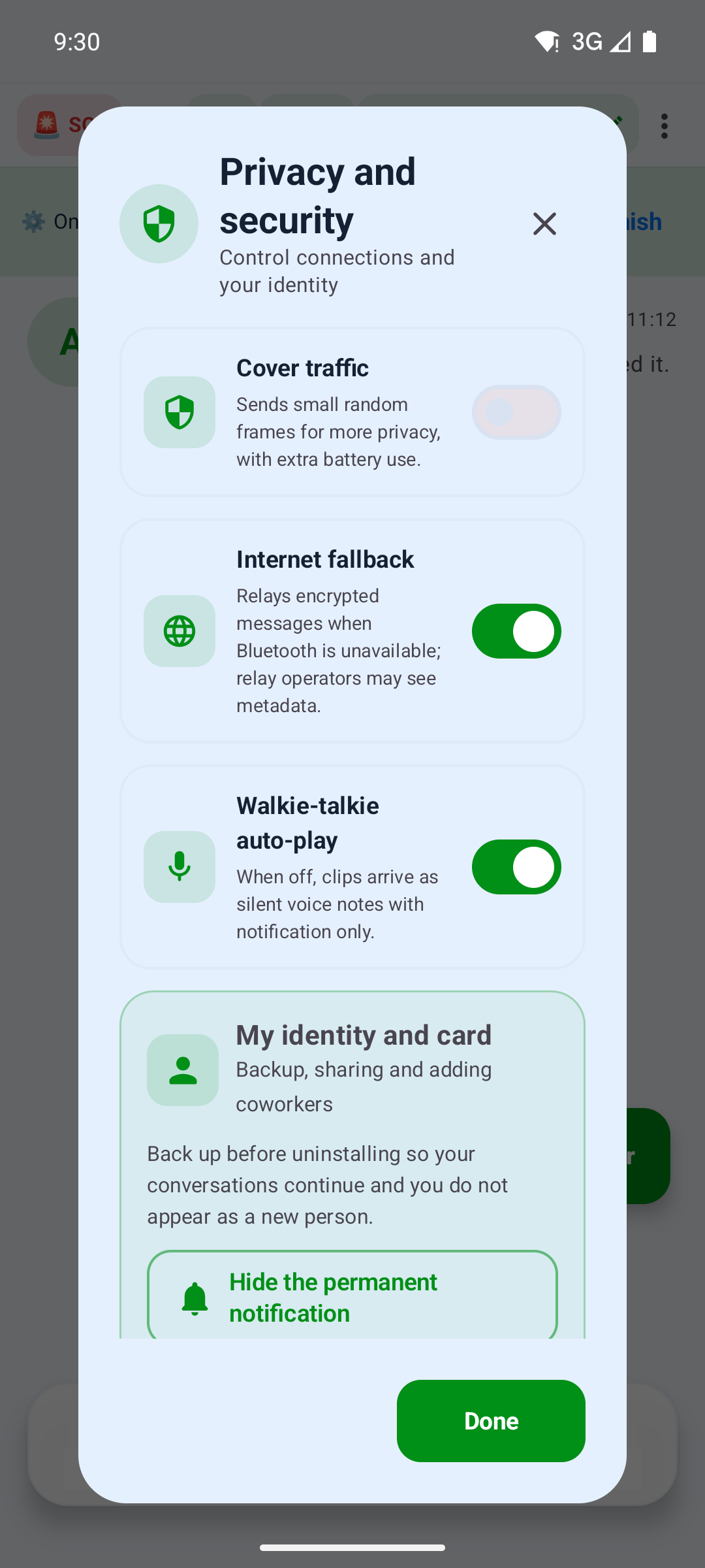 Privacy and security panel